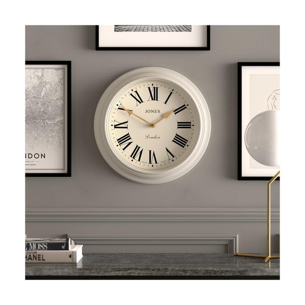 Jones Clocks Supper Club Wall Clock | 40cm Large Roman Numeral Grey