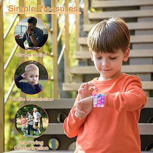 Jolof Store 30 PCS Pop It Fidget Bracelet – Sensory Party Bag Fillers