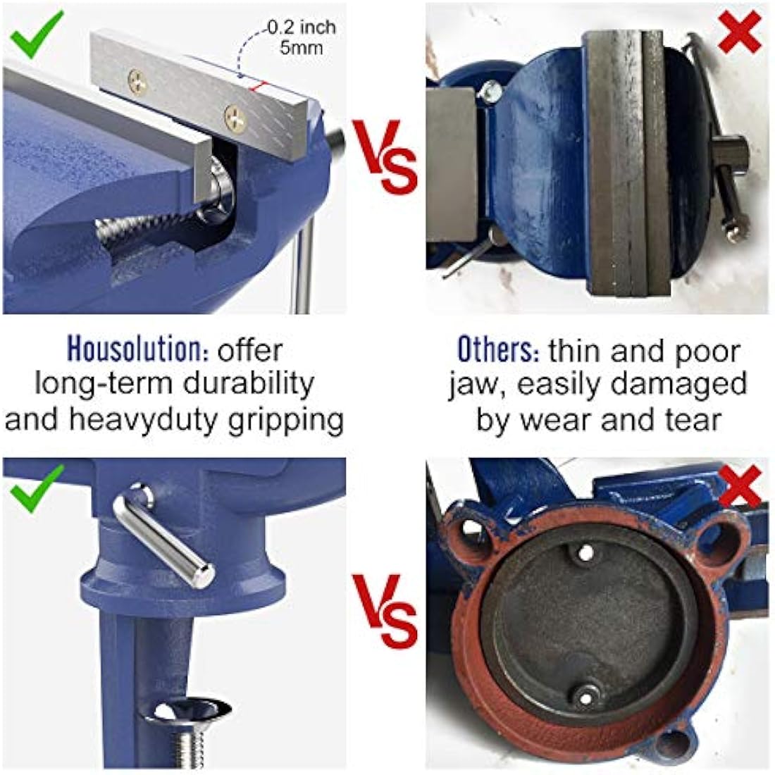 Housolution 3 Inch Universal Table Vise | 360° Swivel Bench Clamp