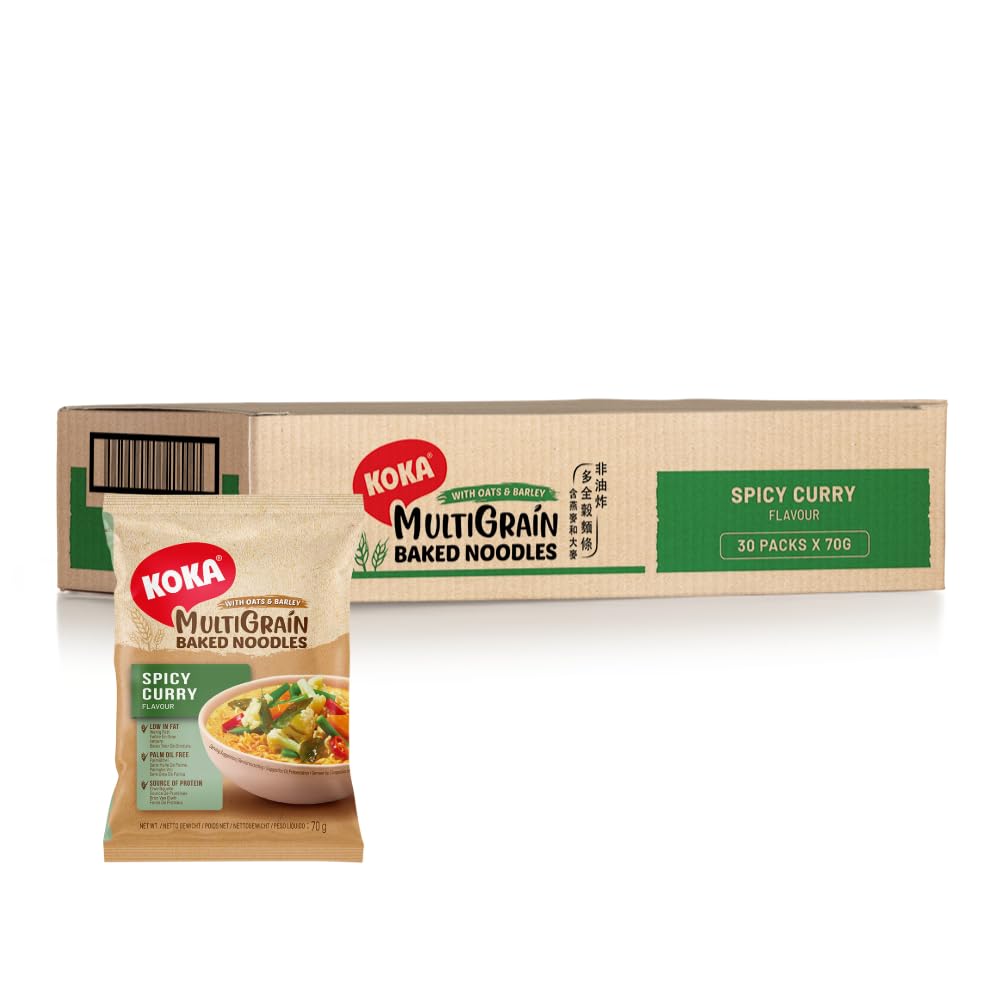 Koka Multigrain Oats & Barley Baked Noodles – Spicy Curry (30 x 70g)