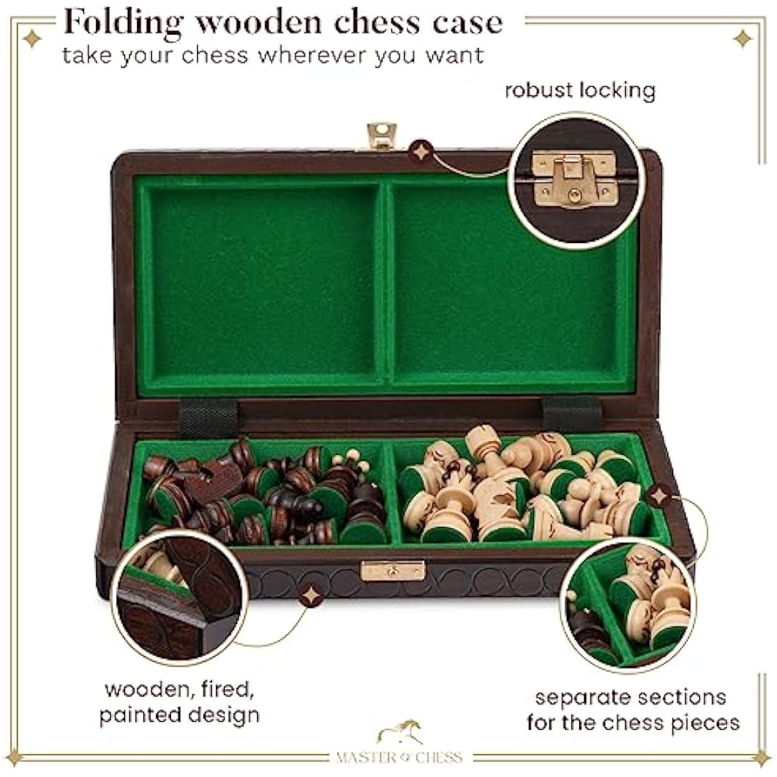 Pearl Wooden Chess Set – Handcrafted 12in Travel Board