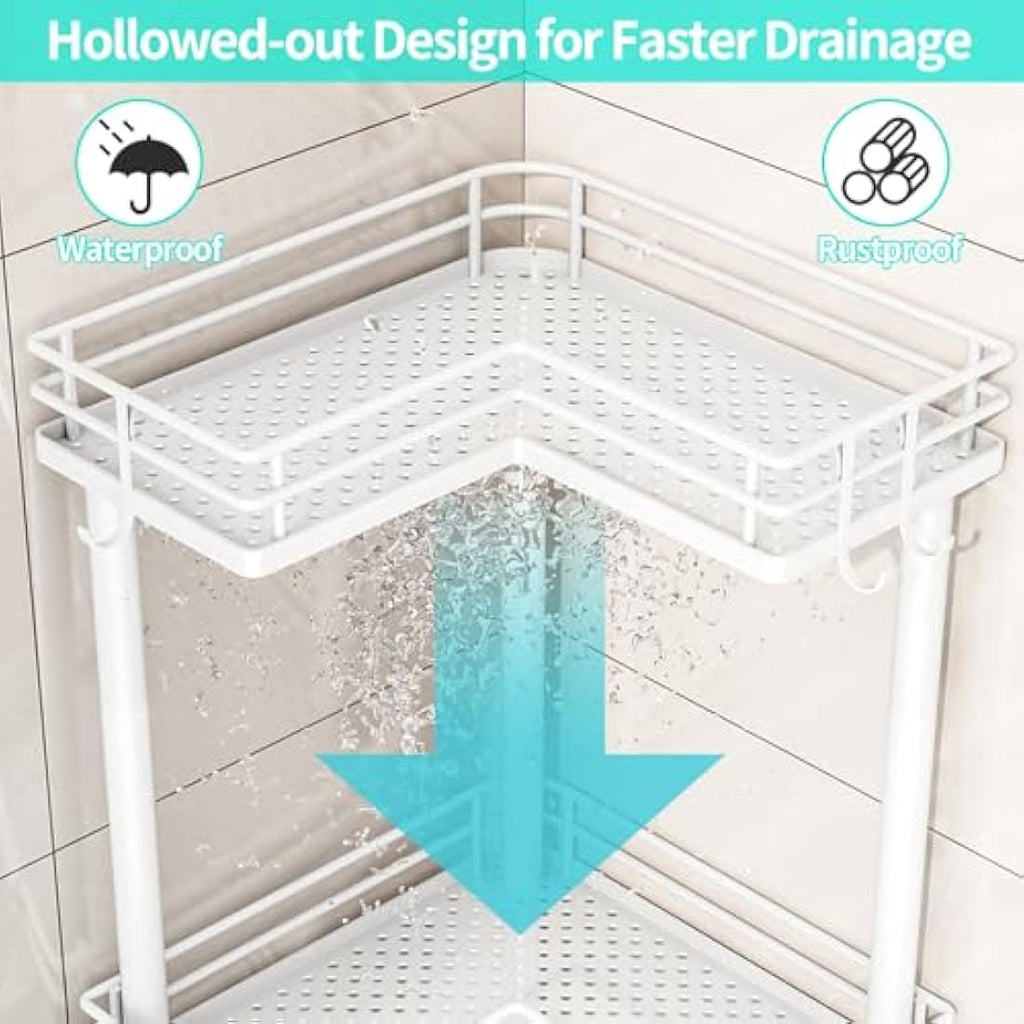 HapiRm 3-Tier Corner Shower Caddy | Stainless Steel Freestanding Storage
