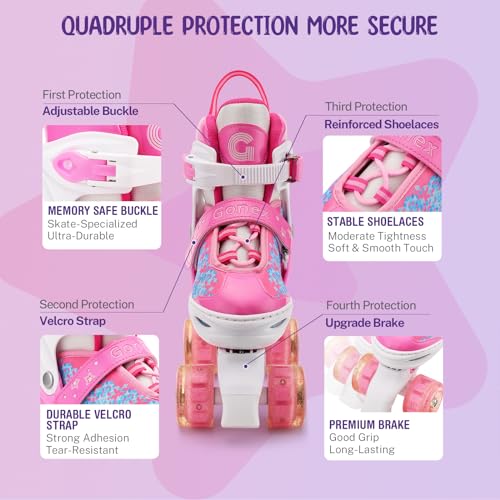 Gonex Adjustable Roller Skates | Light Up Quad Skates for Kids & Beginners