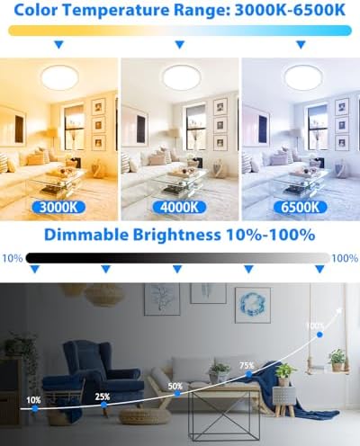 Peasur Smart RGB LED Ceiling Light - 24W Dimmable Flushmount Fixture