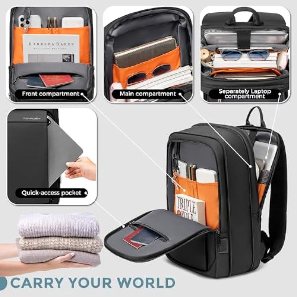 Fenruien Expandable Business Laptop Backpack | 15.6 Inch Water-Resistant