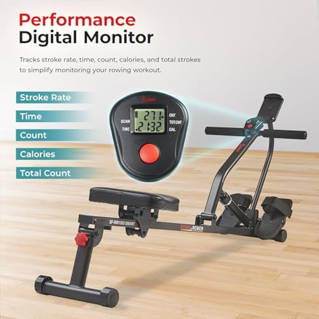 Sunny Health & Fitness Compact Rowing Machine - 12 Resistance Levels