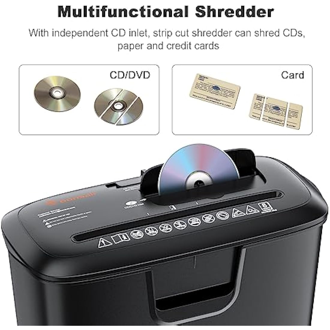 Bonsaii 8-Sheet Strip-Cut Paper Shredder for Home Office | 13L Bin