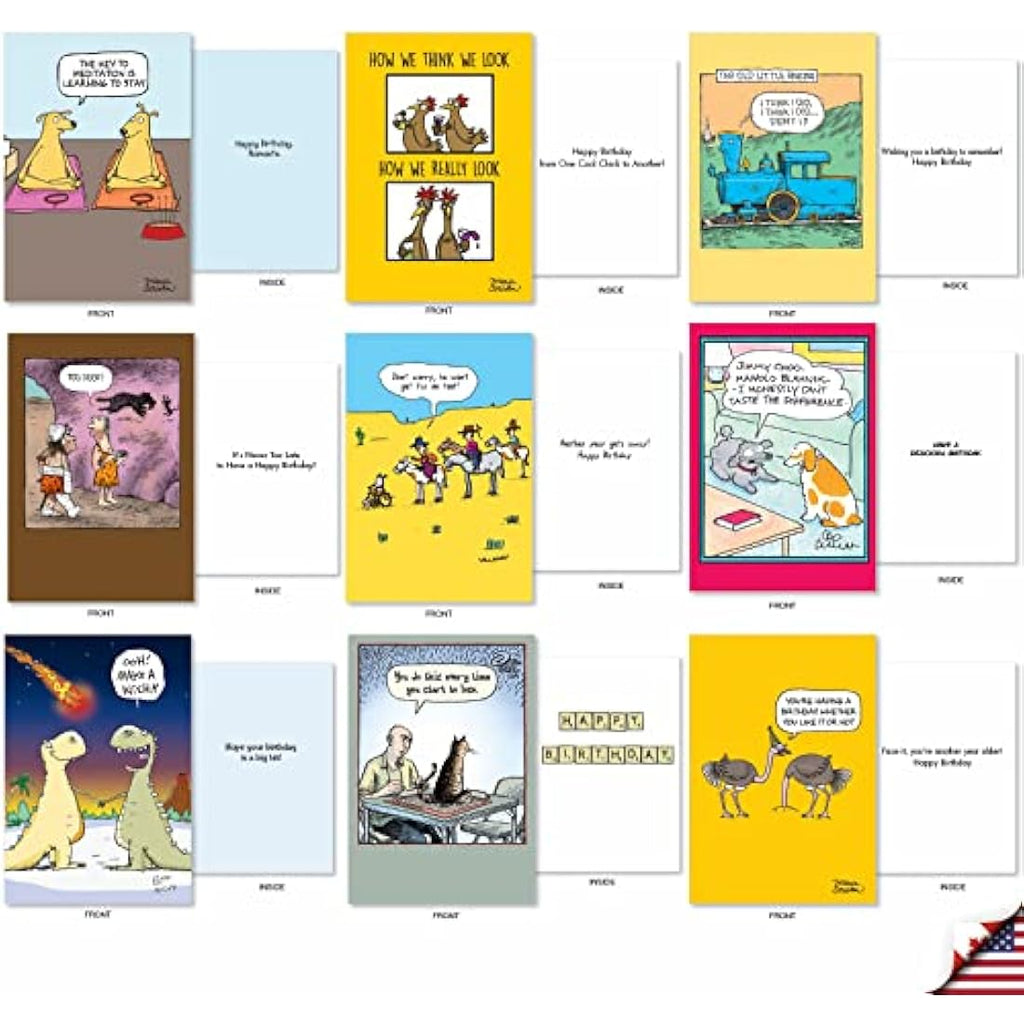 NobleWorks Funny Birthday Cards Bulk Box Set - 36 Assorted Humor Designs