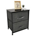 Fabric 2-Drawer Storage Tower – Slim Nightstand Side Table