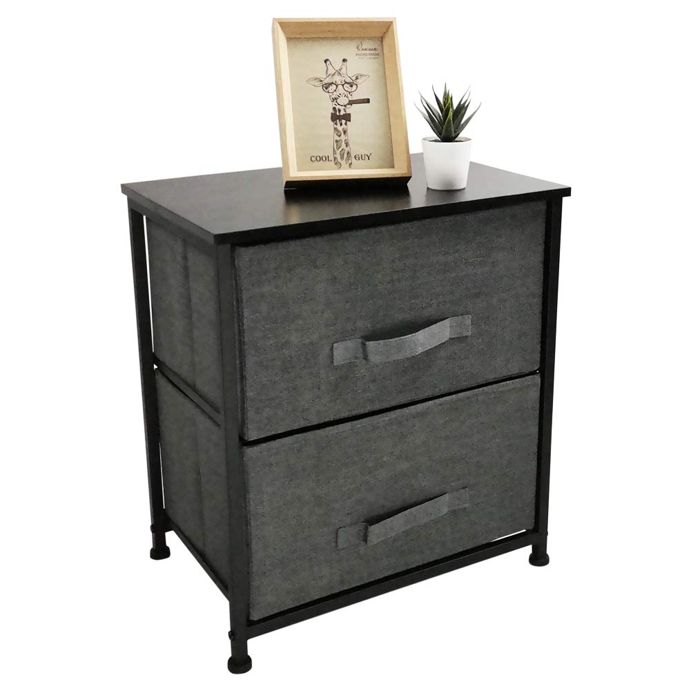 Fabric 2-Drawer Storage Tower – Slim Nightstand Side Table