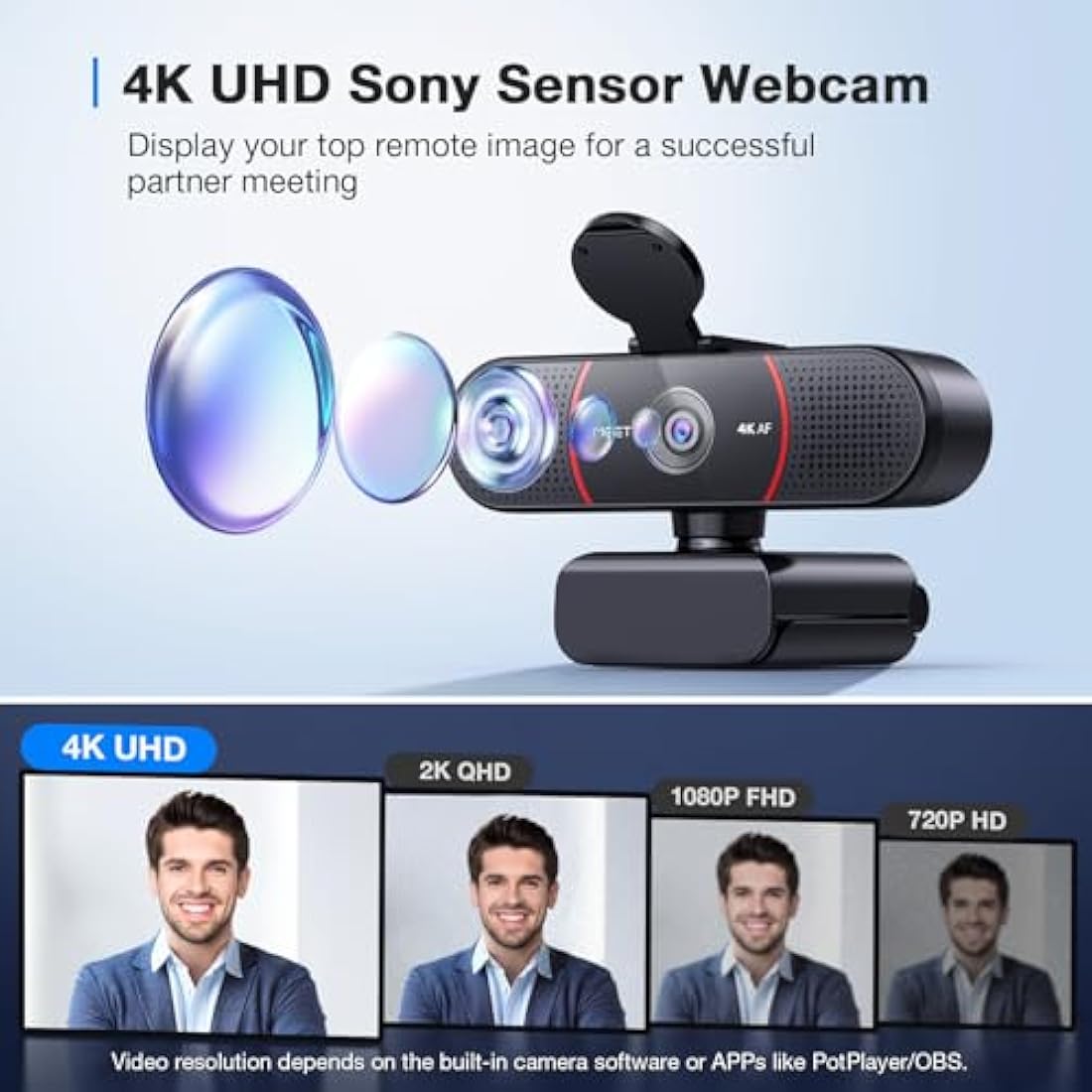 EMEET C960 4K Webcam – UHD Sony Sensor with TOF Auto Focus & Dual Mics