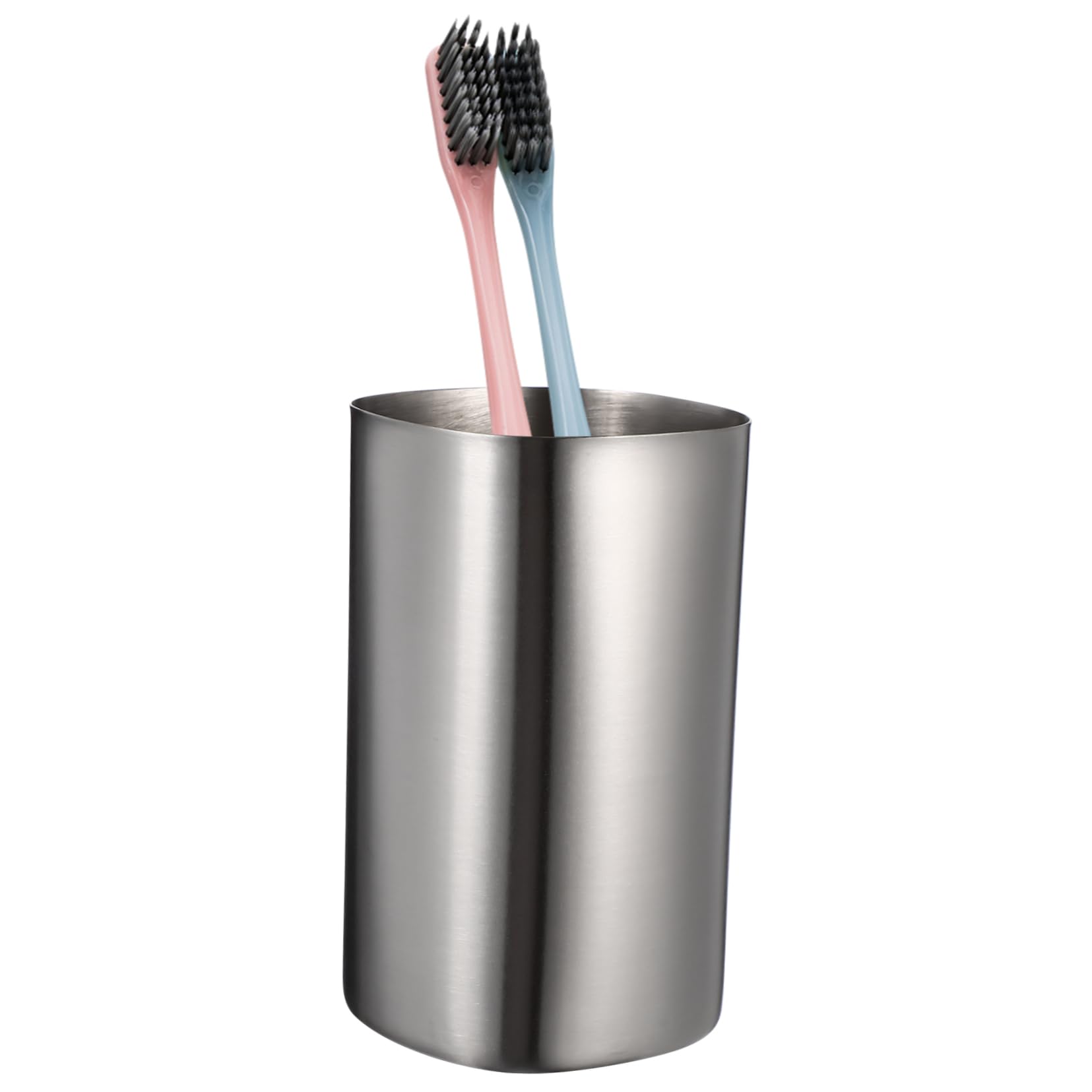 STOBOK Stainless Steel Toothbrush Cup | Silver Metal Bathroom Tumbler