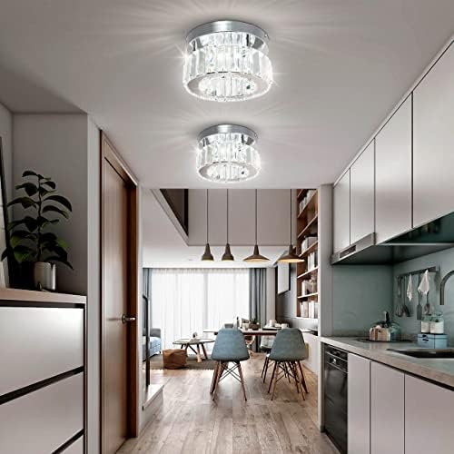 Jolof Store Mini Crystal Chandelier – Round LED Flush Mount Ceiling Light