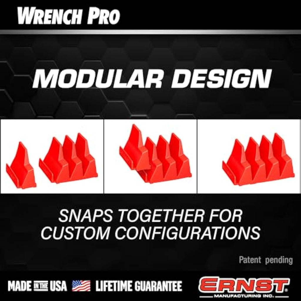 Ernst Magnetic Wrench Pro Organizer - 40 Tool Modular Rack, Red