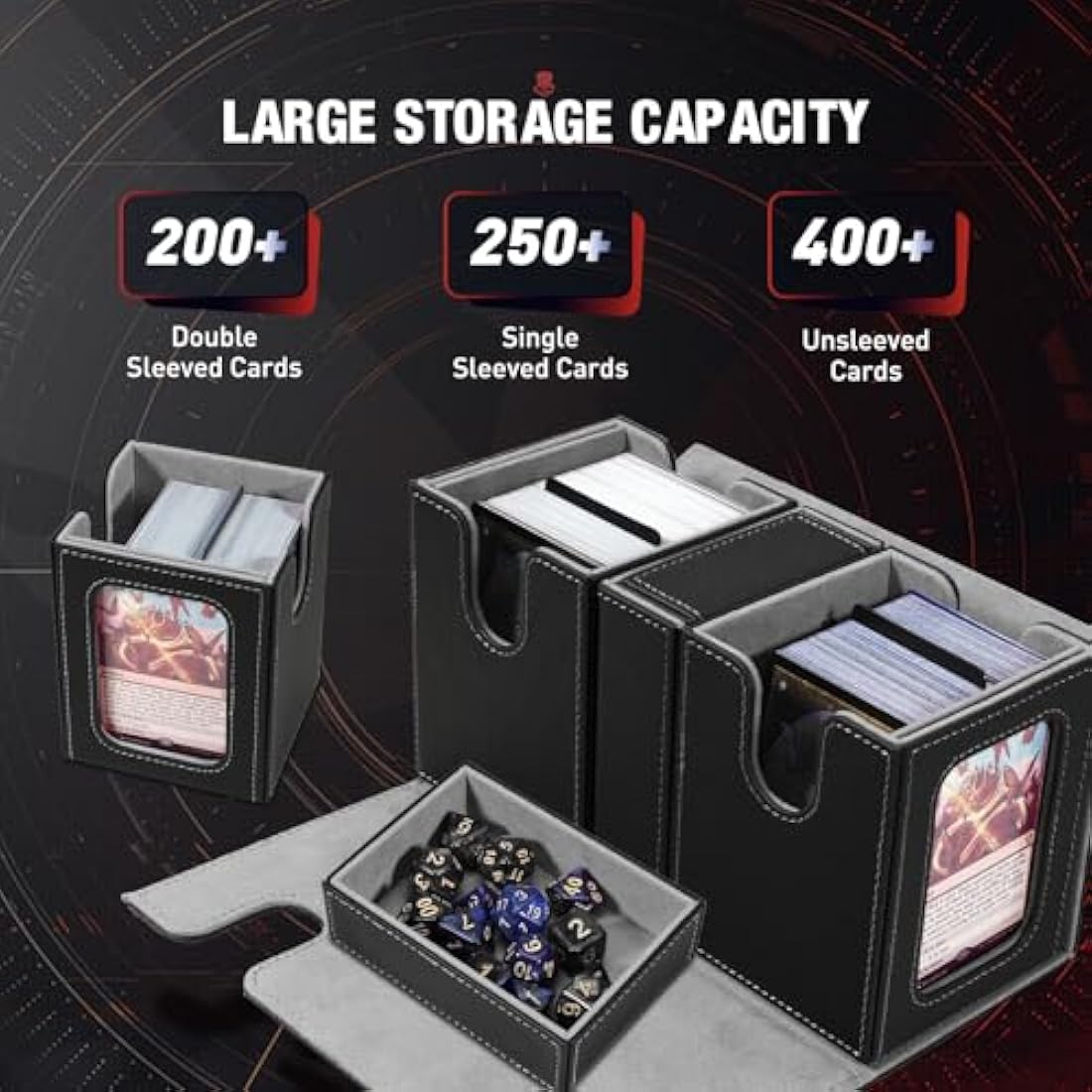 TiMOVO MTG Commander Deck Box | Magnetic Leather Case for 200+ Cards