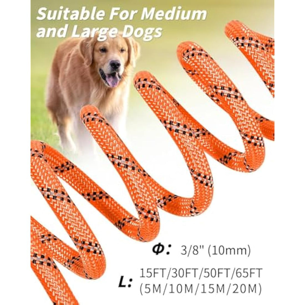 Long Dog Training Lead – Padded Handle Recall Leash, Orange, 5M