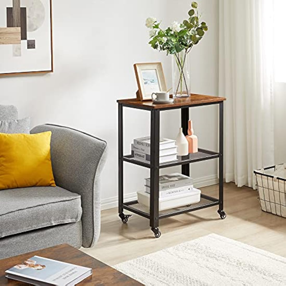IBUYKE Industrial 3-Tier Serving Cart – Rolling Kitchen Utility Trolley
