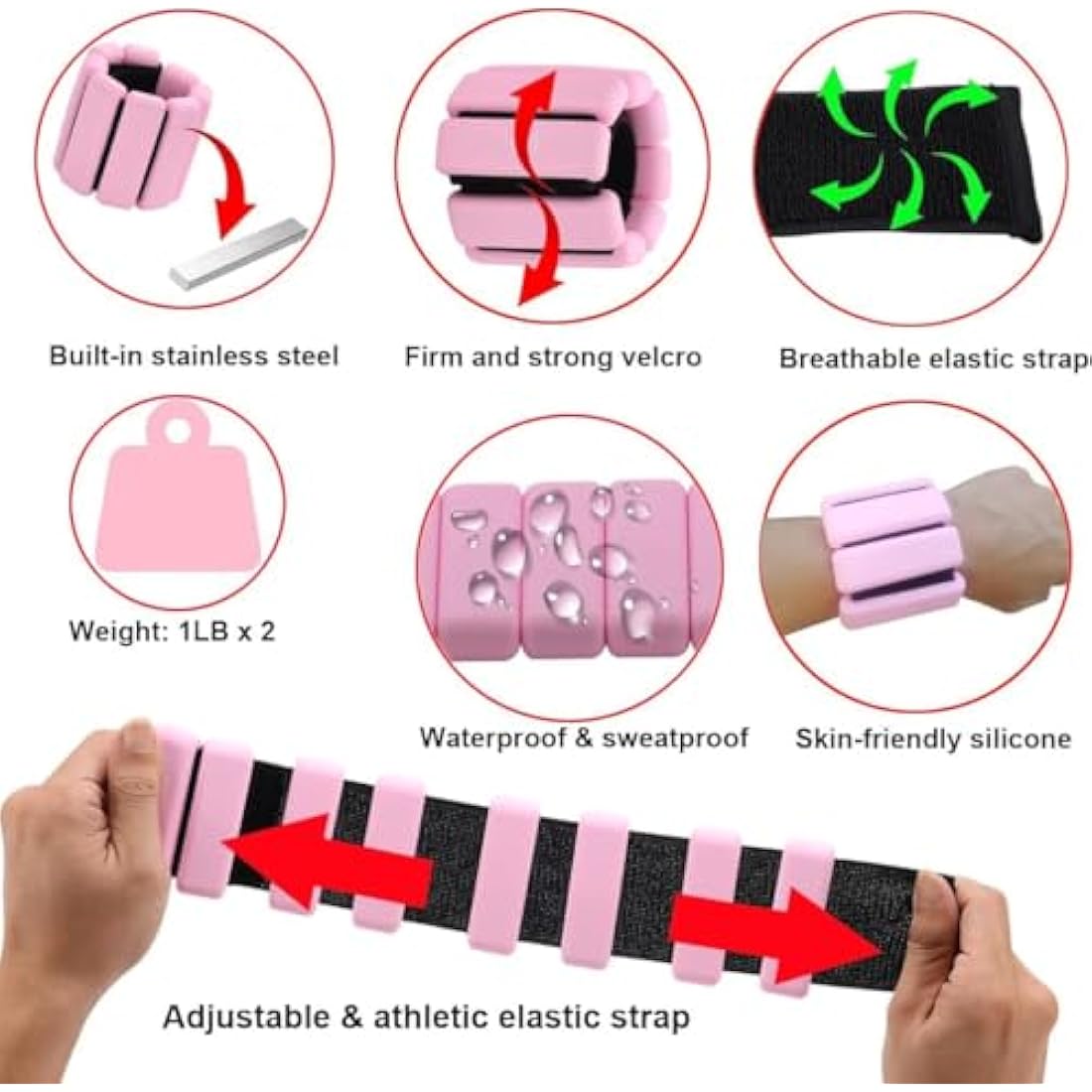 Adjustable Wrist and Ankle Weights Set - 0.5kg Each