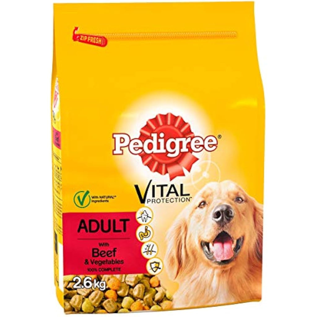 Pedigree Dry Dog Food with Beef and Vegetables - 2.6kg Bag