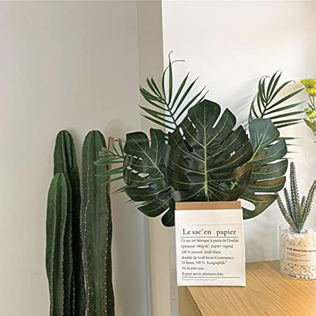 Jolof Store 20 Pcs Artificial Monstera Palm Leaves with Stems for Decor