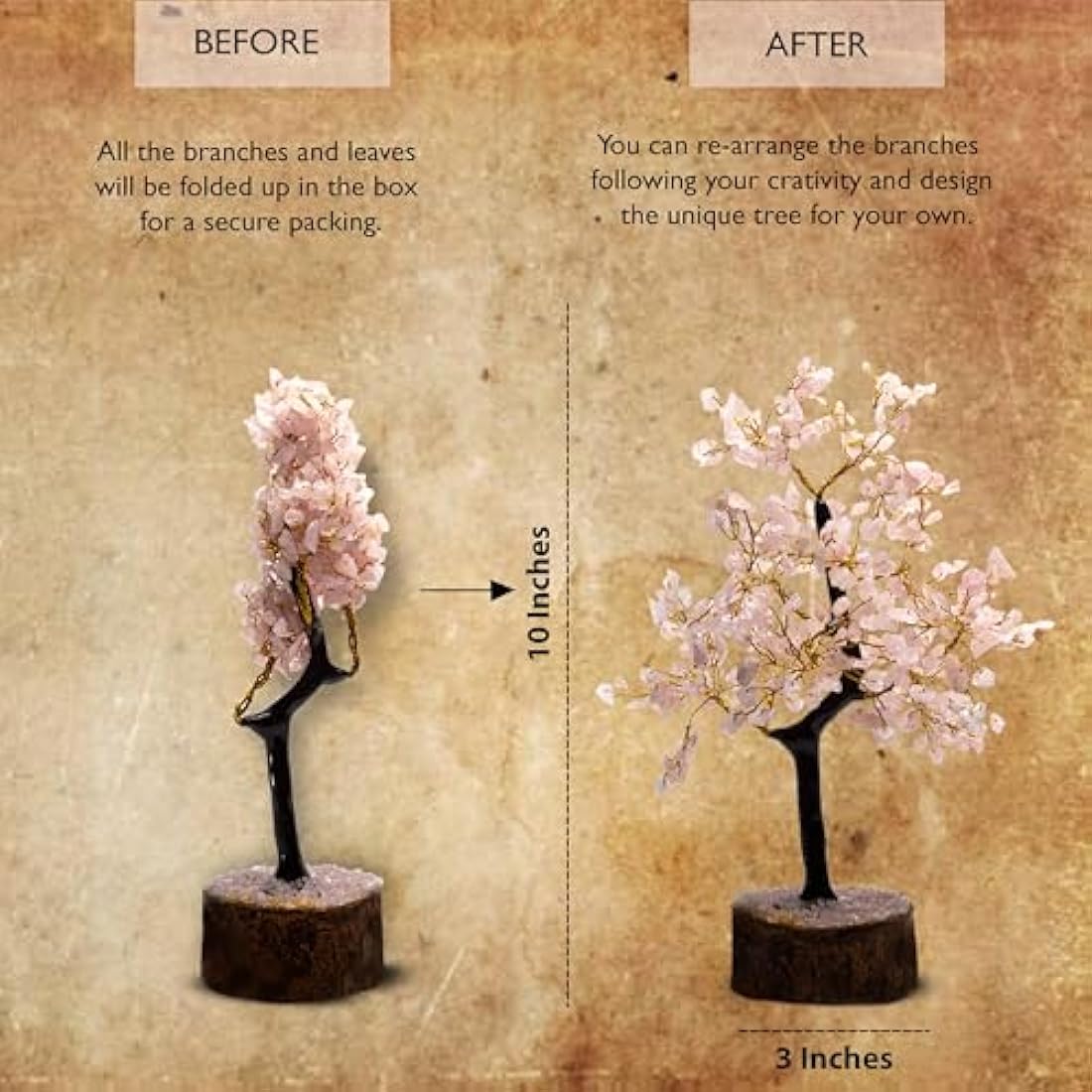 Wonder Care Rose Quartz Crystal Tree – 300 Beads Feng Shui Healing Decor