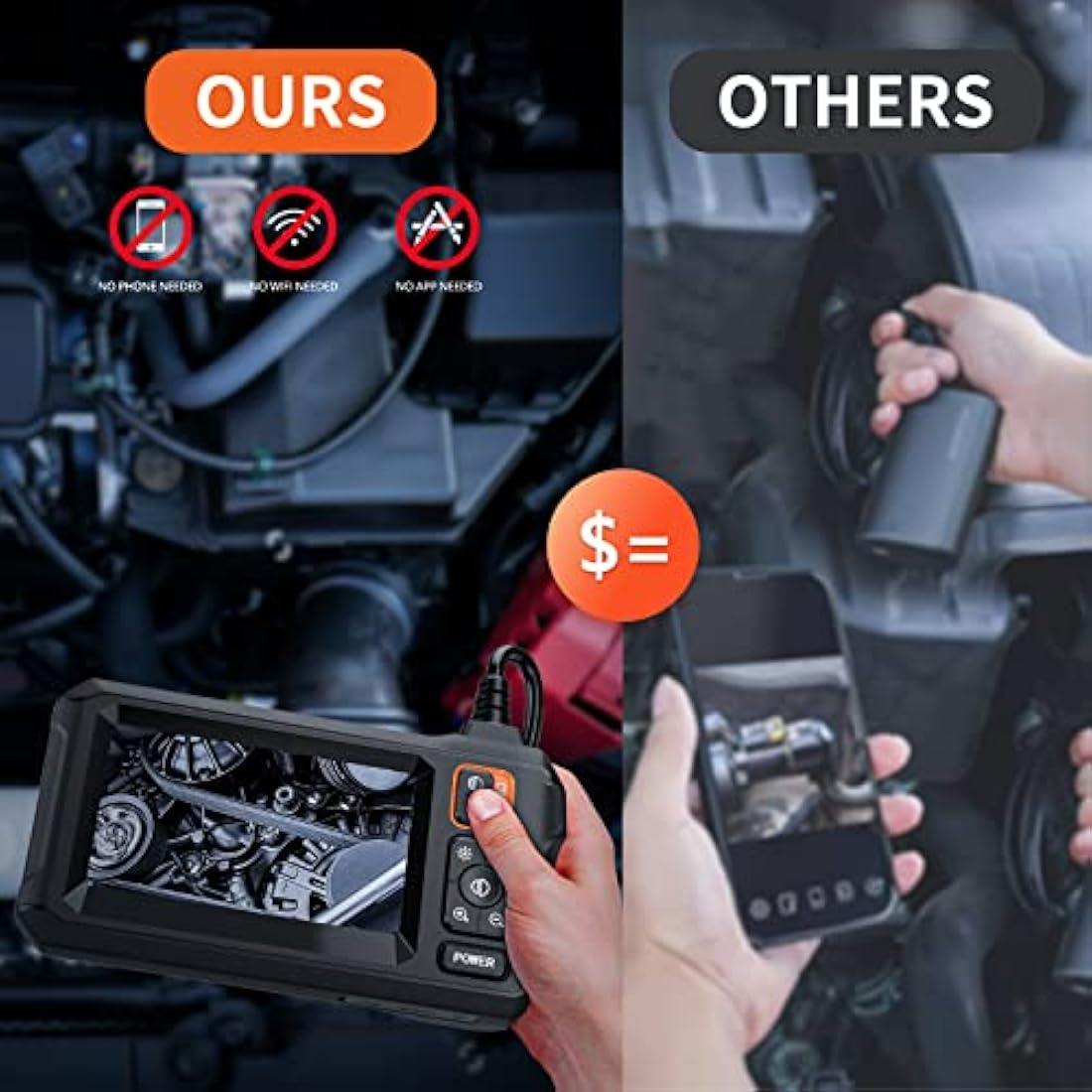 1080P HD Borescope – 4.3" LCD Inspection Camera with 16.5ft Cable