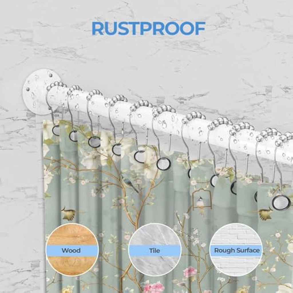 L-Shaped Corner Shower Curtain Rod – White Stainless Steel