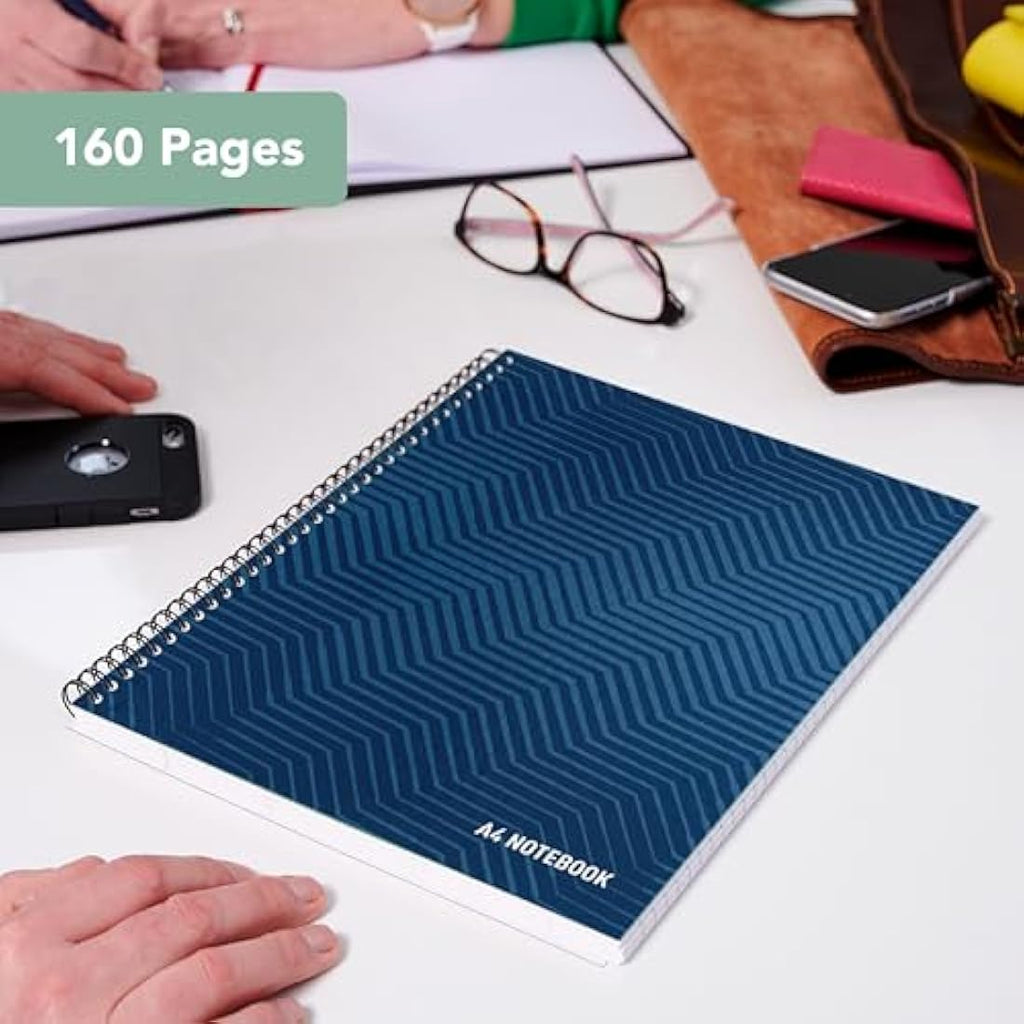 Summit A4 Wirebound Hardback Notebook, Ruled, Blue, 10 Pack