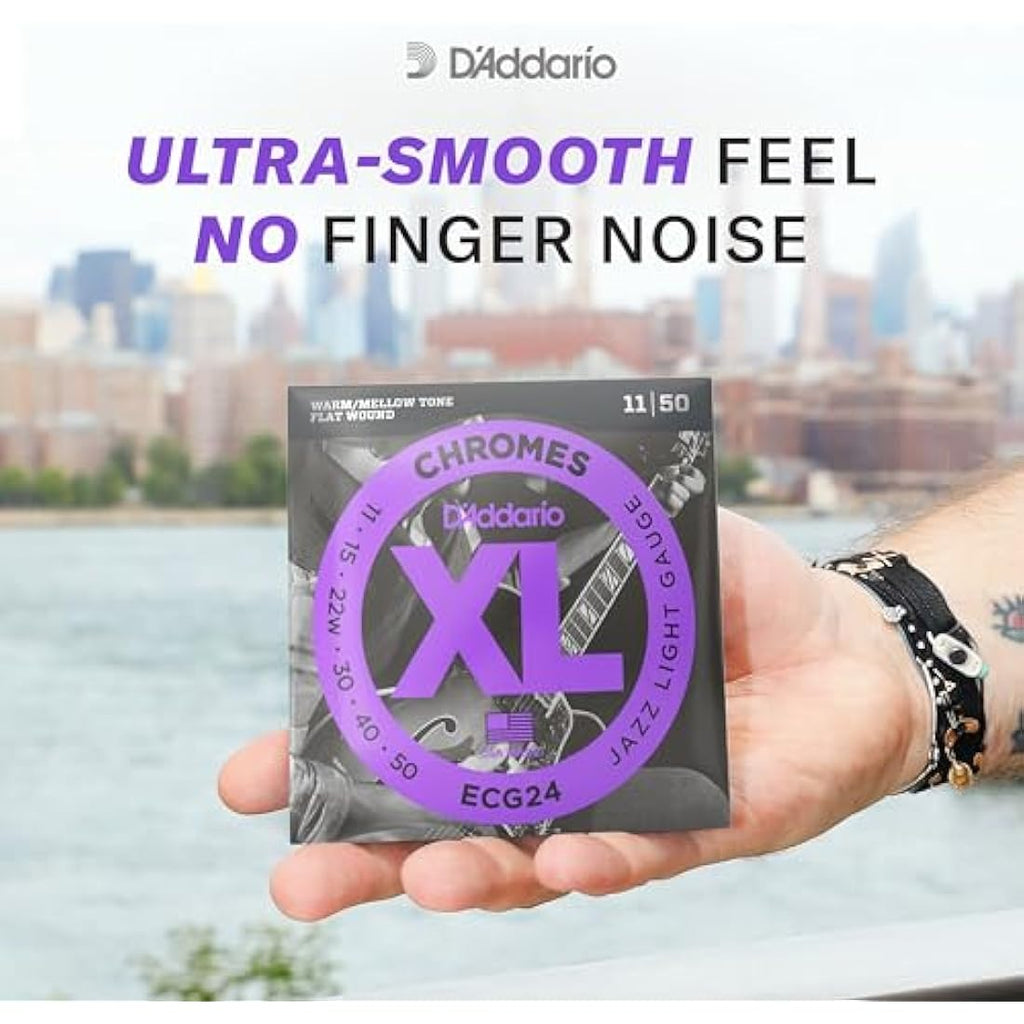 D'Addario XL Chromes Flat Wound Electric Guitar Strings | 12-52 Light