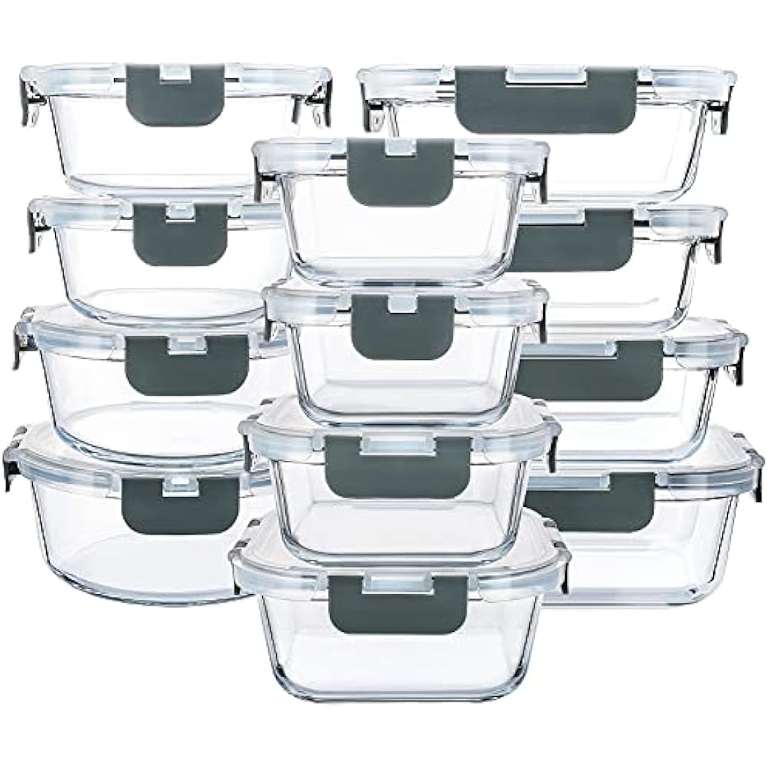 MCIRCO 24-Piece Glass Food Storage Containers | Airtight Meal Prep Set