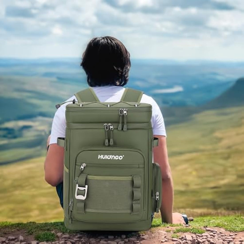 Hulongo Insulated Cooler Backpack | 35-Can Large Waterproof Leakproof Bag