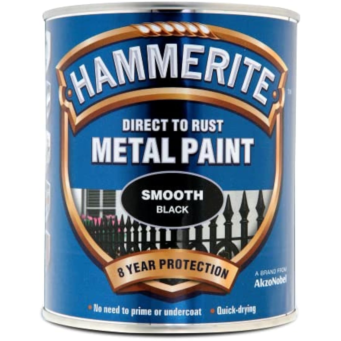 Hammerite Direct to Rust Metal Paint – Smooth Black Finish, 750ML