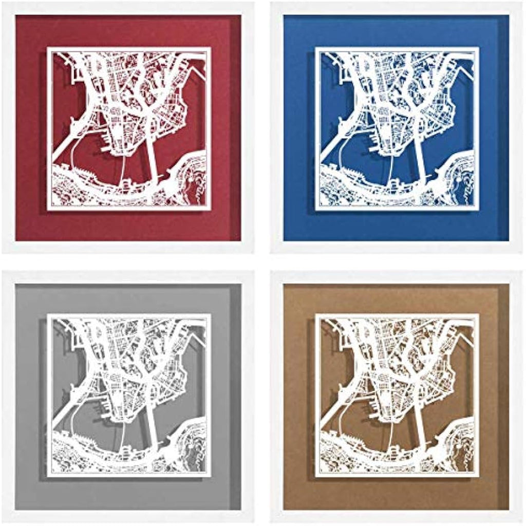 Hong Kong Paper Cut Map Art - O3 Design Studio Framed Wall Decor