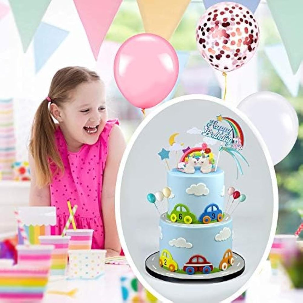 iZoeL 21pcs Unicorn Cake Topper Kit – Rainbow & Cloud Birthday Decoration