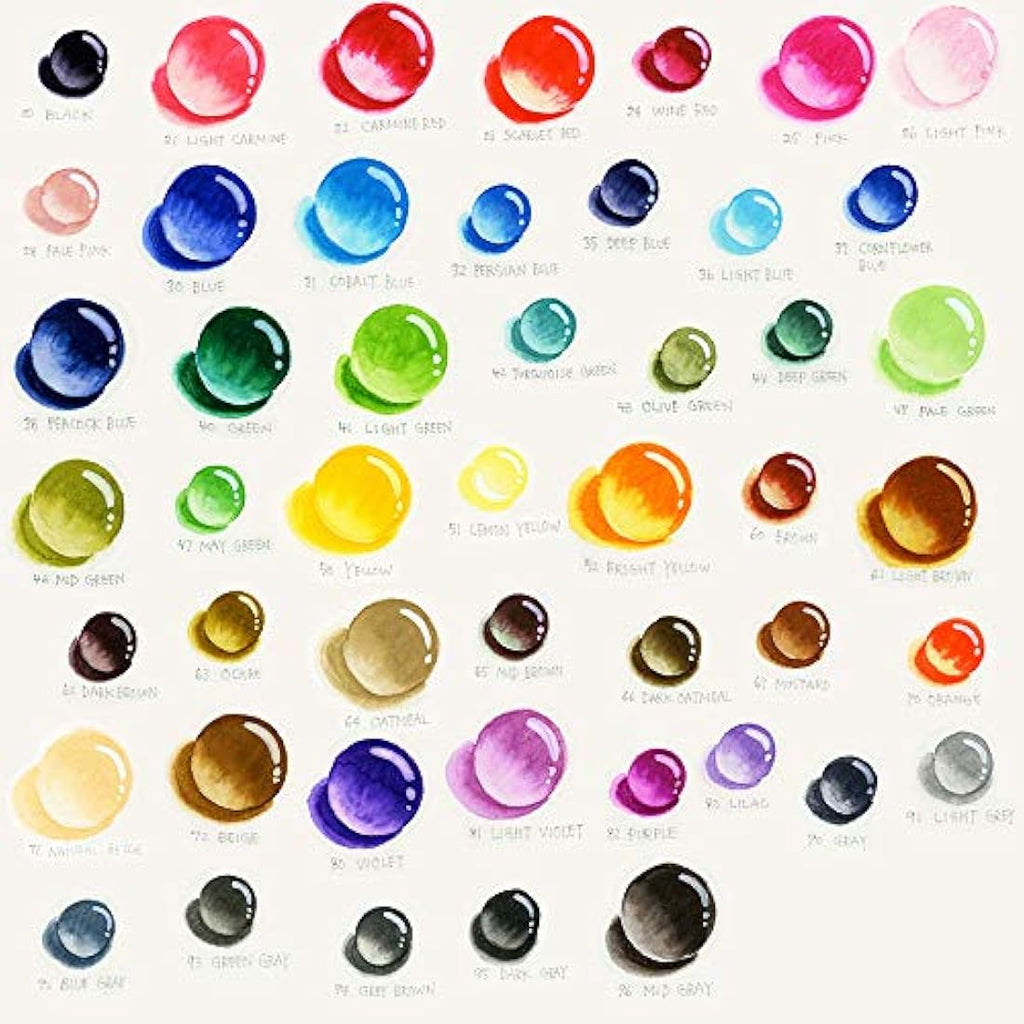 Kuretake Clean Color Real Brush Watercolor Pens - 48 Color Set
