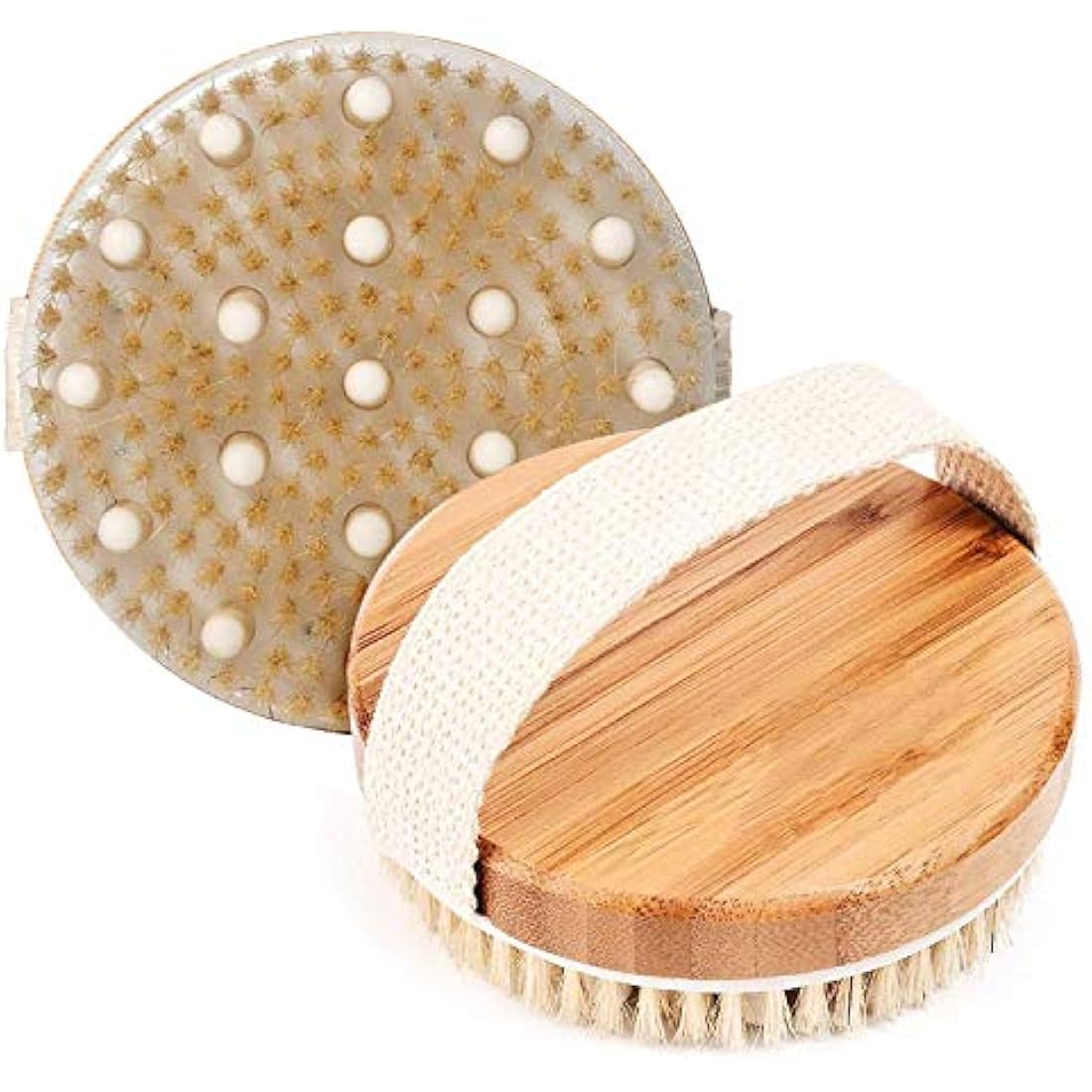 Jolof Store Natural Bristle Body Brush with Cellulite Massage Nodes