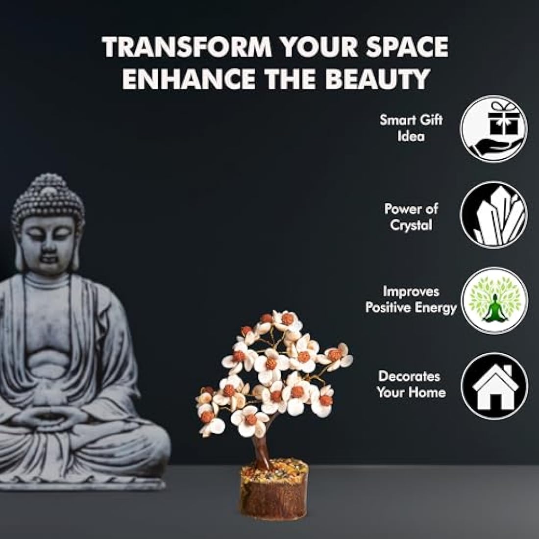 Gomti Chakra & Rudraksha Crystal Tree for Healing Decor