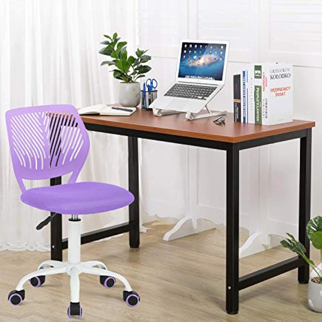 Homy Casa Ergonomic Swivel Desk Chair – Purple Mesh Fabric Task Chair