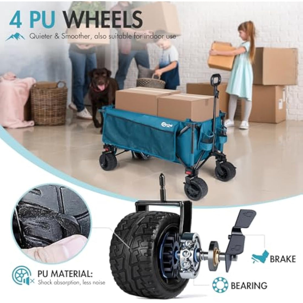 Portal Heavy Duty Folding Wagon | 300L Beach Trolley with Big Wheels