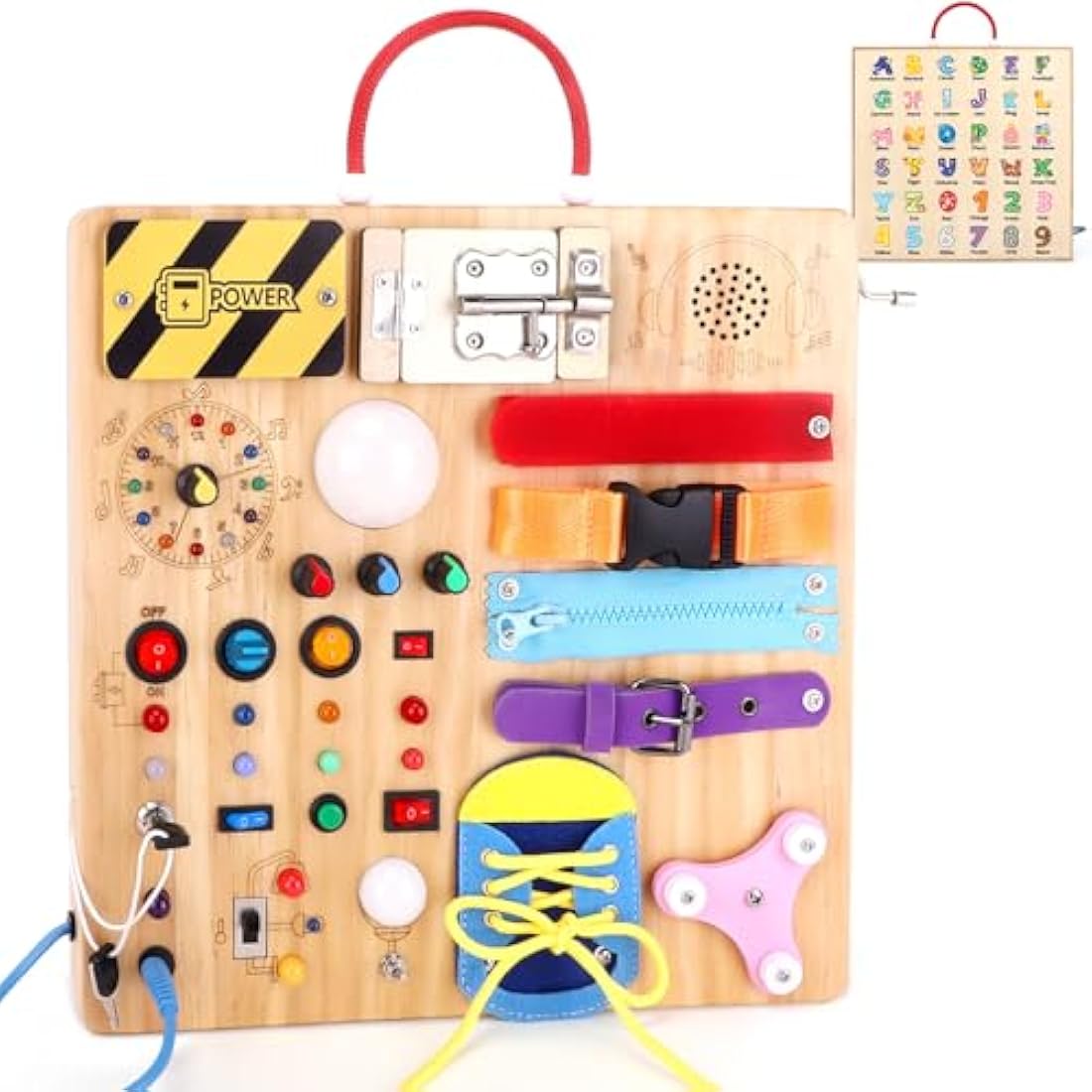 Konijiwa Montessori Busy Board | 23-in-1 Wooden LED Sensory Toy