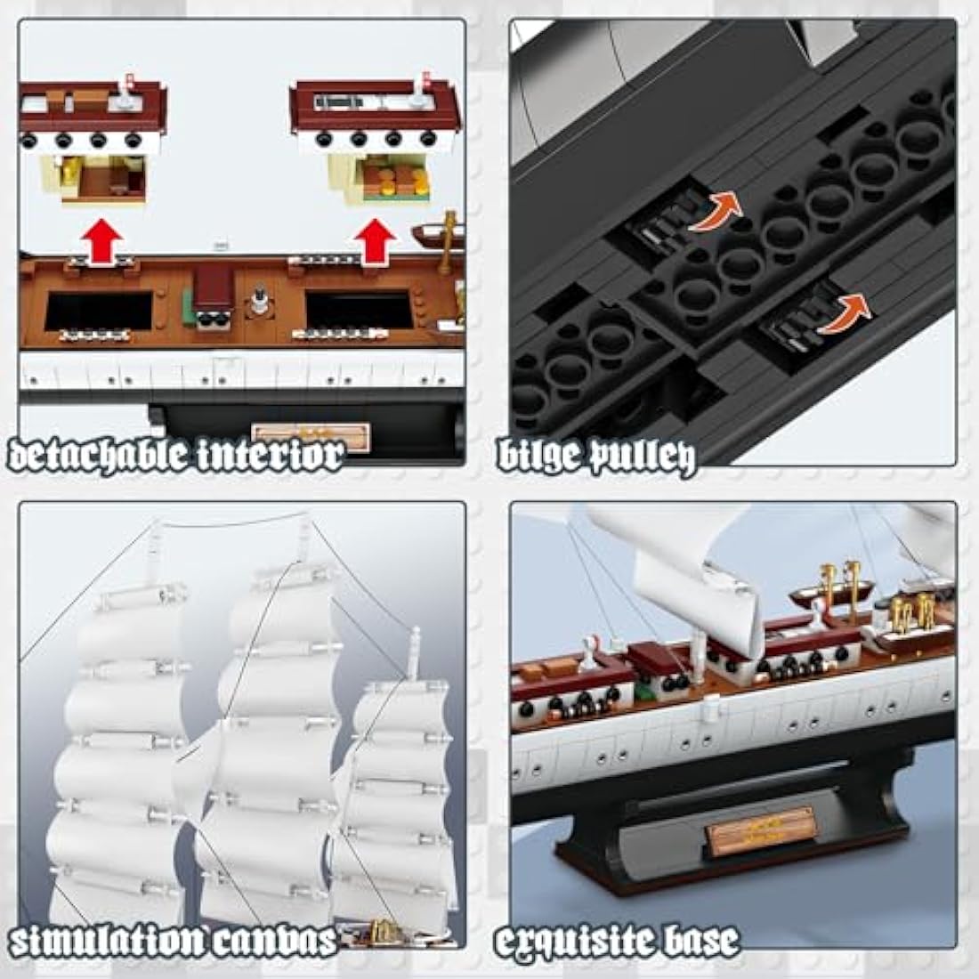 JMBricklayer White Swan Pirate Ship Building Blocks Set - 1672 Pieces
