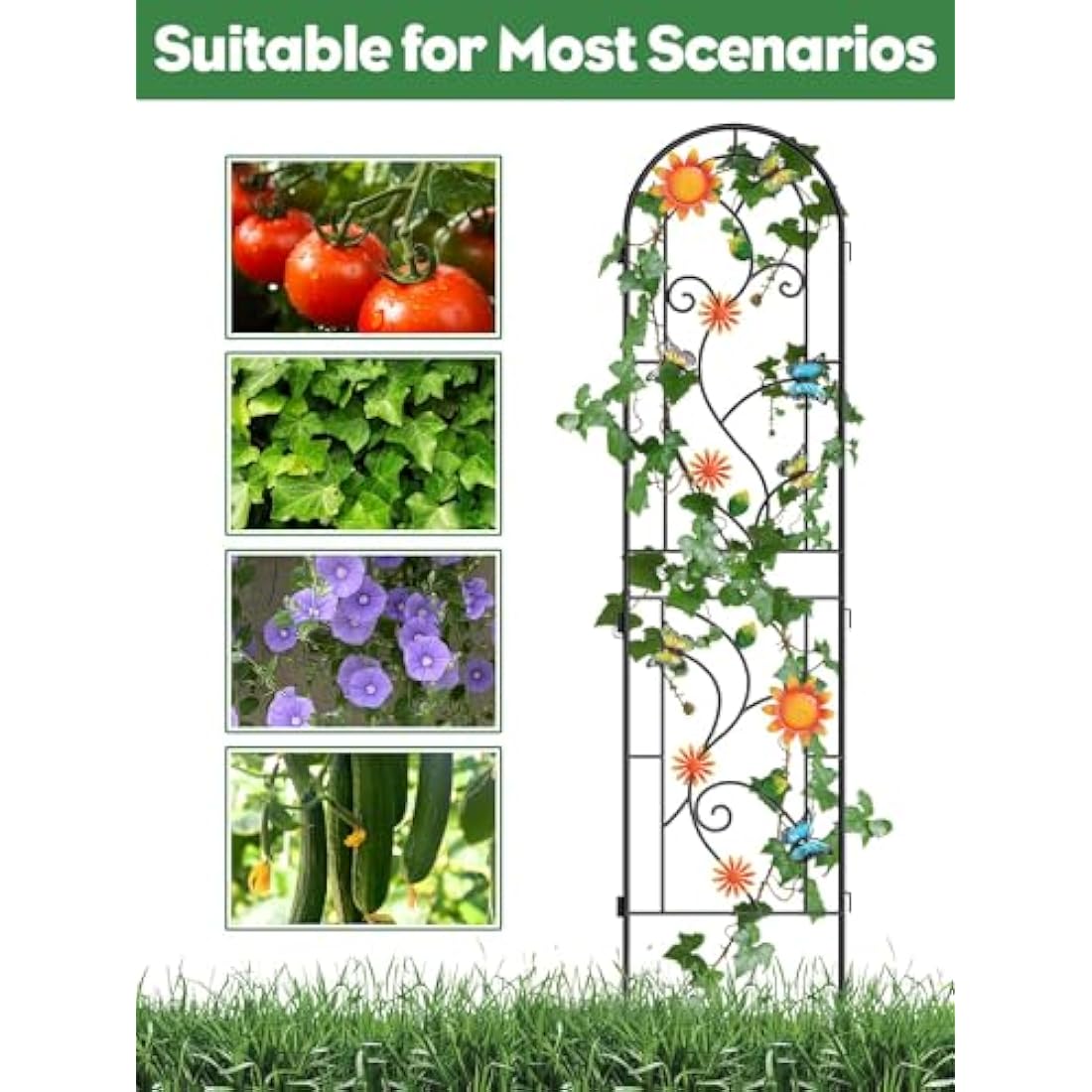 2.2M Butterfly Garden Trellis | 4-Pack Rustproof Metal Support