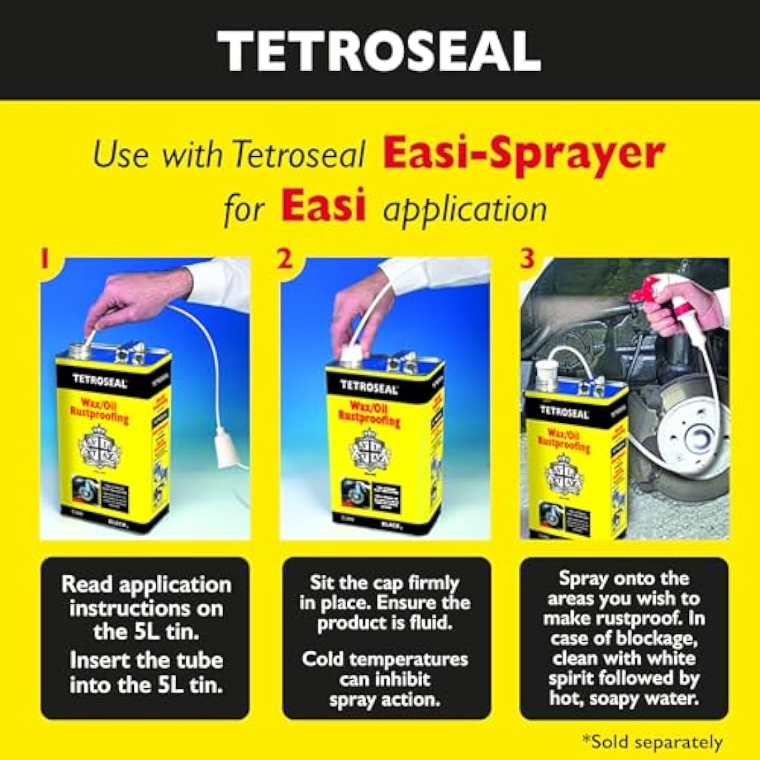 Tetroseal Waxoil Clear Car Rust Proofing - 5L Heavy Duty Metal Sealant