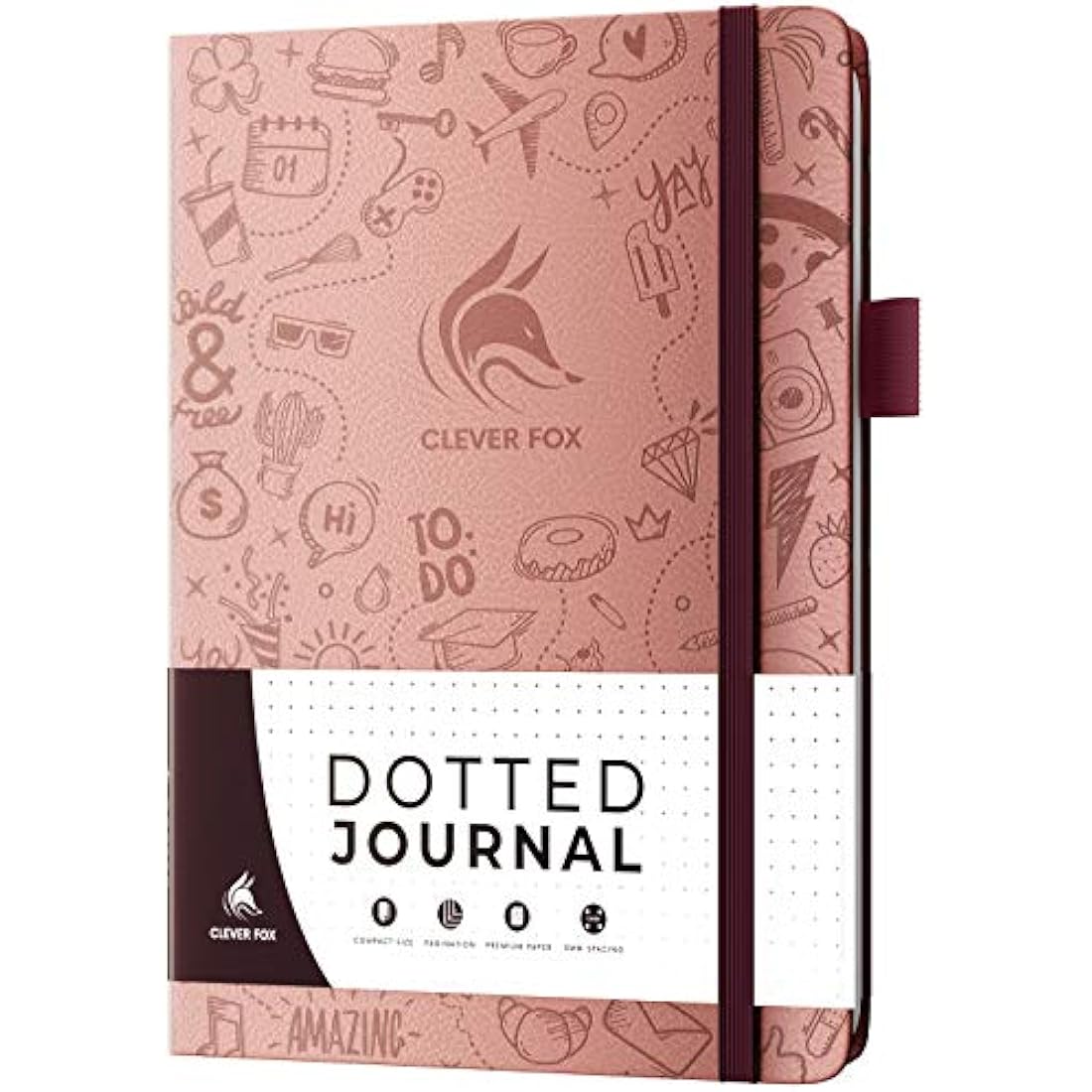 Clever Fox Dotted Journal 2.0 – A5 Dot Grid Notebook, Rose Gold