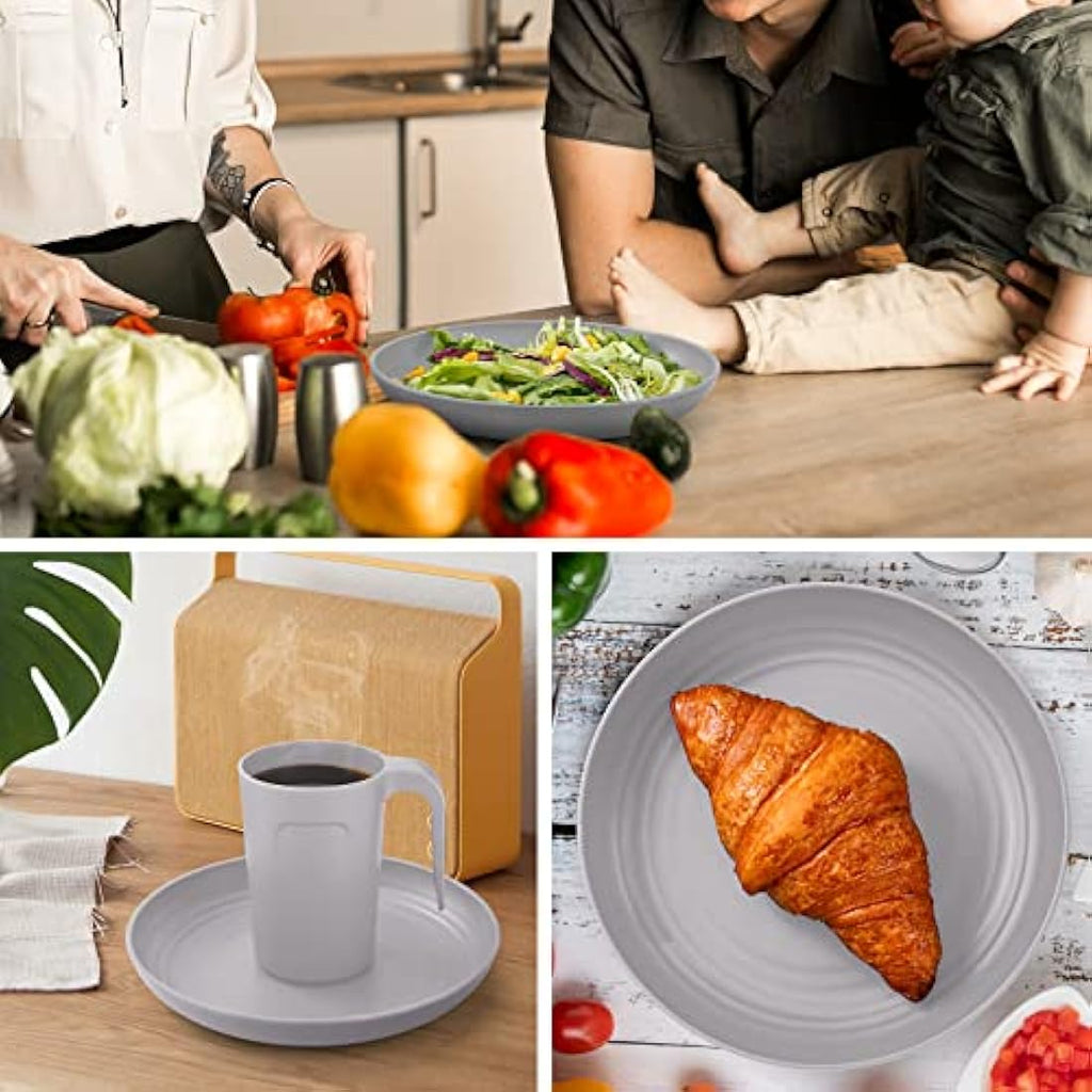 Odoland 20-Piece Unbreakable Camping Dinnerware Set for 4 | Gray