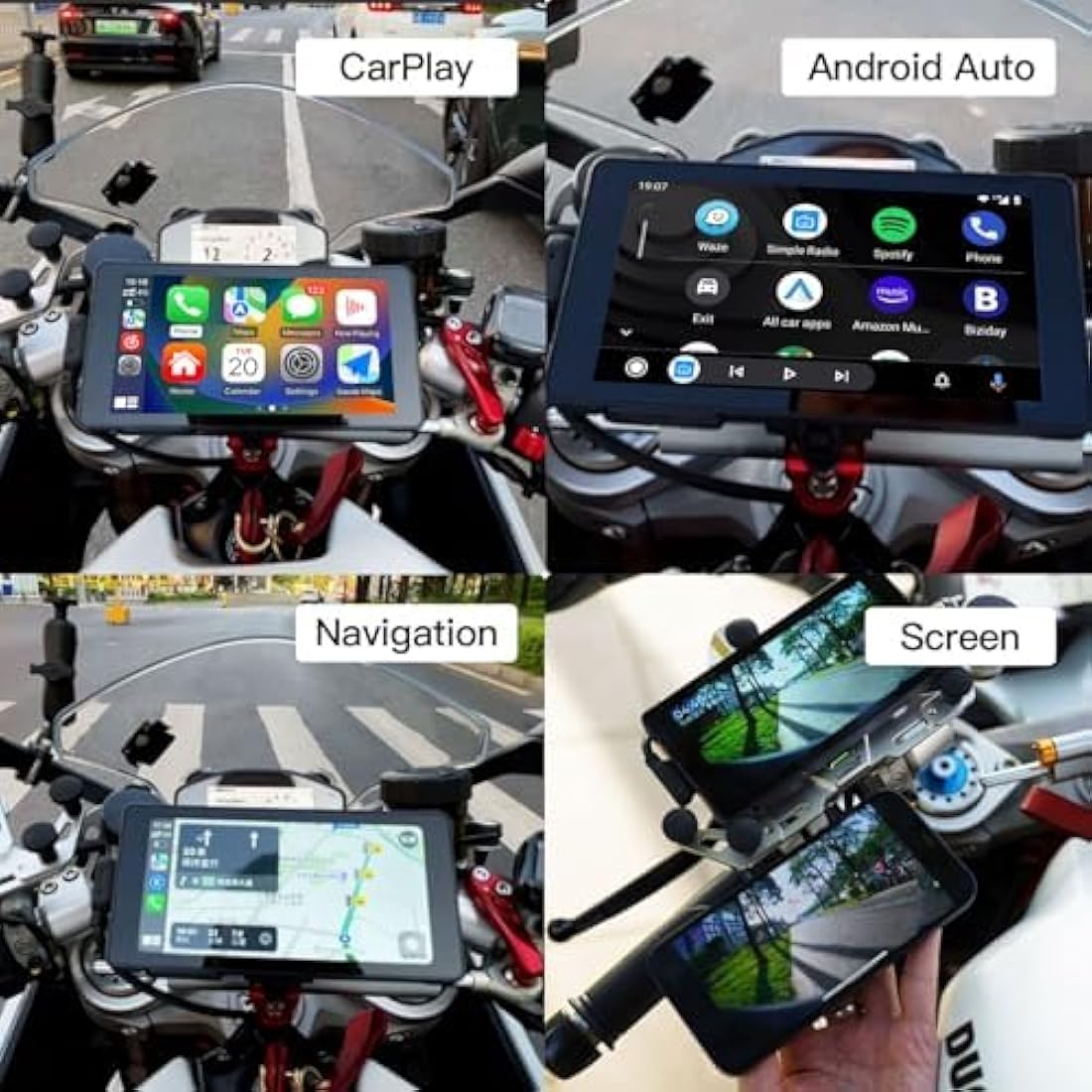 CARabc 5" Motorcycle Wireless CarPlay & Android Auto GPS Screen | IPX7