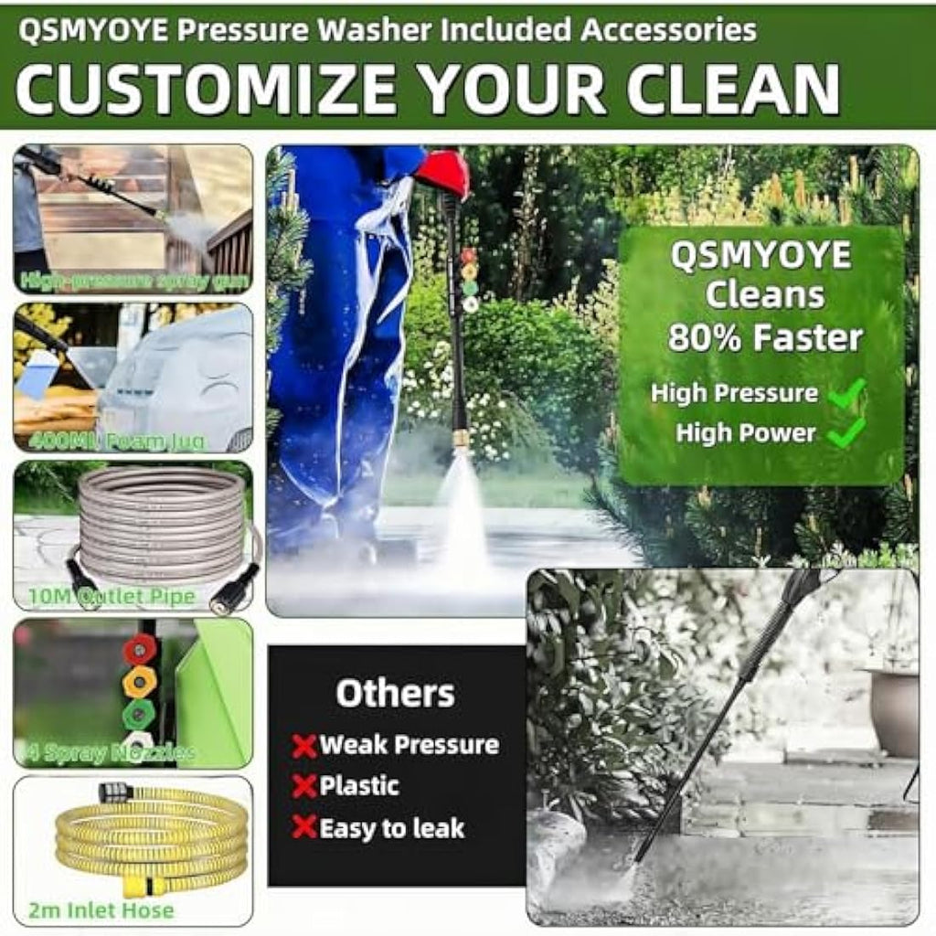 2200W Electric Pressure Washer | 150Bar Jet Washer with 10m Hose