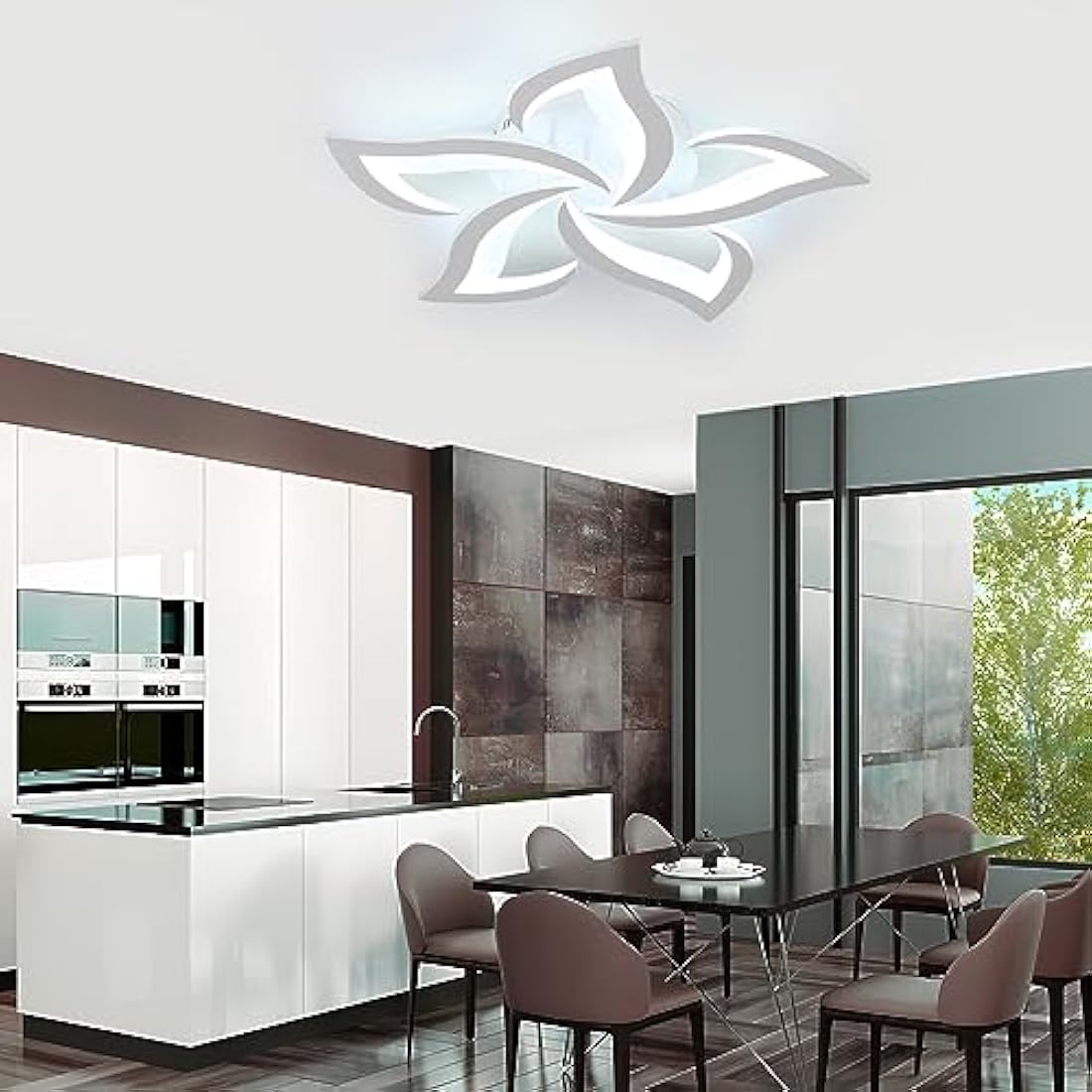 Riserva Modern Petal LED Ceiling Light | Dimmable 40W Lamp with Remote
