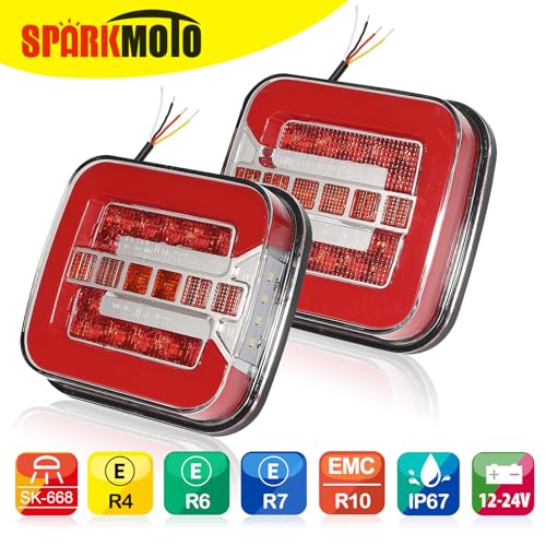 SPARKMOTO LED Trailer Tail Lights | 12V 24V Waterproof IP67 Rear Lamps