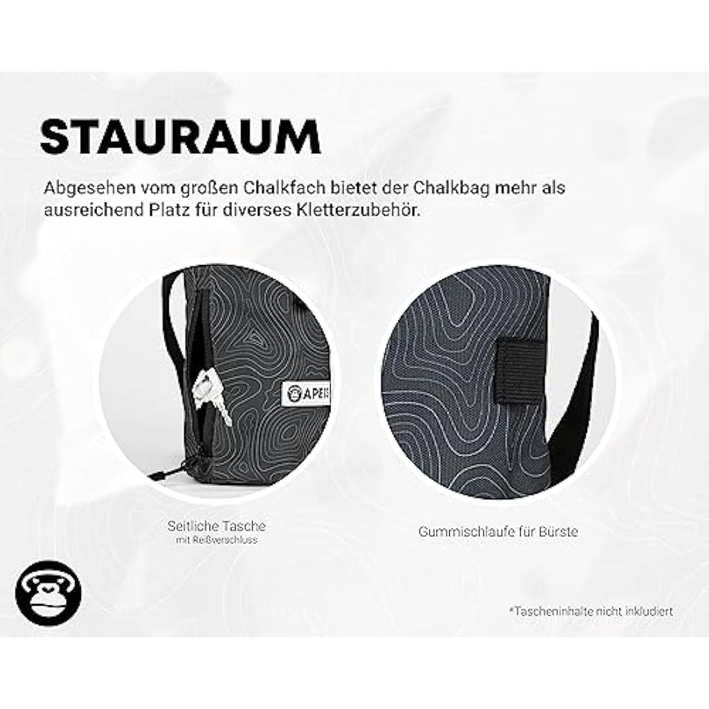 APE13 Chalk Bag Set zum Klettern & Bouldern – Inkl. Bürste & Gurtband